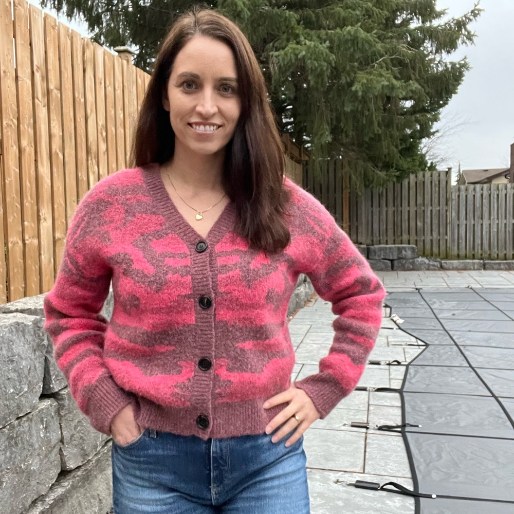 Rails Cynthia Fuschia Pink Camo Cardigan (Size M)